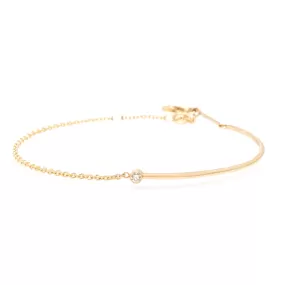 14k Diamond Bezel Mixed Wire & Chain Bracelet