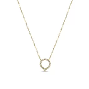 14k Princess Diamond & Diamond Circle Necklace