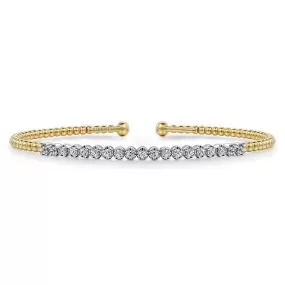 14K Y Gold 0.40ctw Diamond Beaded Cuff Bracelet