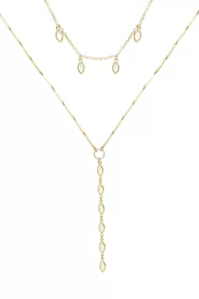 Ariella Glass Crystal Layered Lariat Necklace