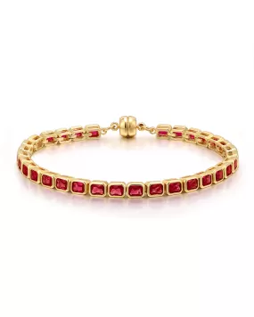 Bezel Emerald Ballier Bracelet- Ruby Red- Gold