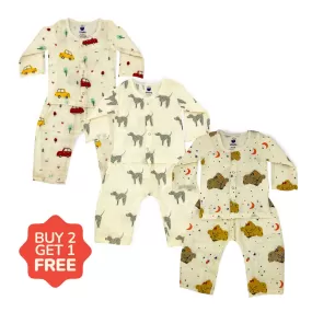 Buy 2 Get 1 FREE- Night Suit Pyjama Set-100% Organic Muslin Cotton