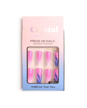 Crystal Mixed Design Coffin Nails