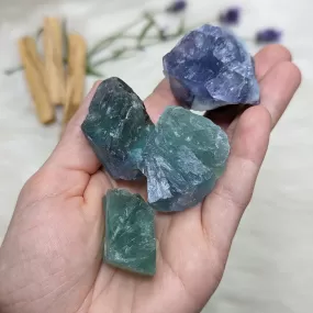 Crystal Set! Brilliant Fluorite Chunky Natural Specimens Set of Four- High Grade Beautiful Blue and Green