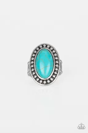 Desert Heat Silver and Turquoise Blue Stone Ring - Paparazzi Accessories