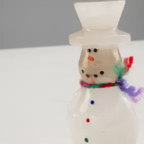 Eugene Bowekaty White Marble Handmade Zuni Fetish Snowman Carving