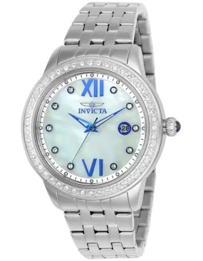 INVICTA Angel Womens 48 Crystal Watch - Stainless Steel - Mother of Pearl Dial