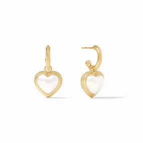 Julie Vos Heart Hoop & Charm Earring, Pearl