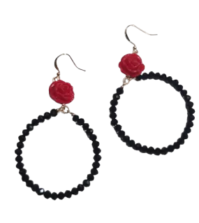 Rosa Black Crystal Hoop Earrings