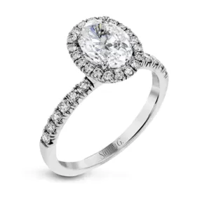 Simon G. 18k Oval-Cut Halo Engagement Ring with Diamonds