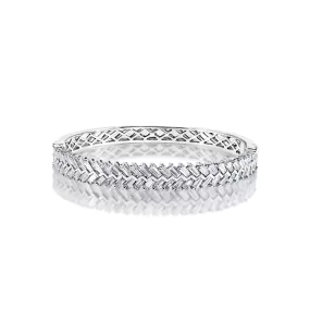 SKYE 6 Carat Emerald Cut Diamond Bangle Bracelet in 14k White Gold