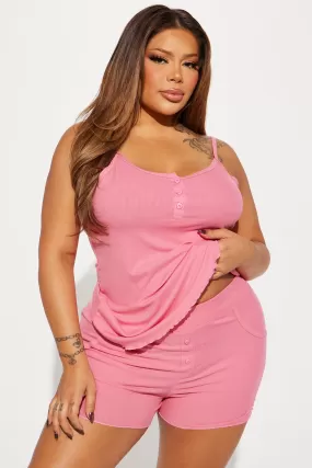 Time To Sleep Ribbed PJ Short Set - Pink