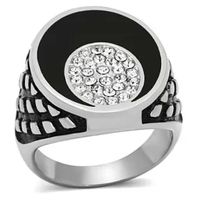 TK1200 High polished (no plating) Stainless Steel Ring with Top Grade Crystal in Clear