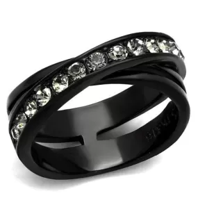 WildKlass Stainless Steel Ring IP Women Top Grade Crystal Black Diamond